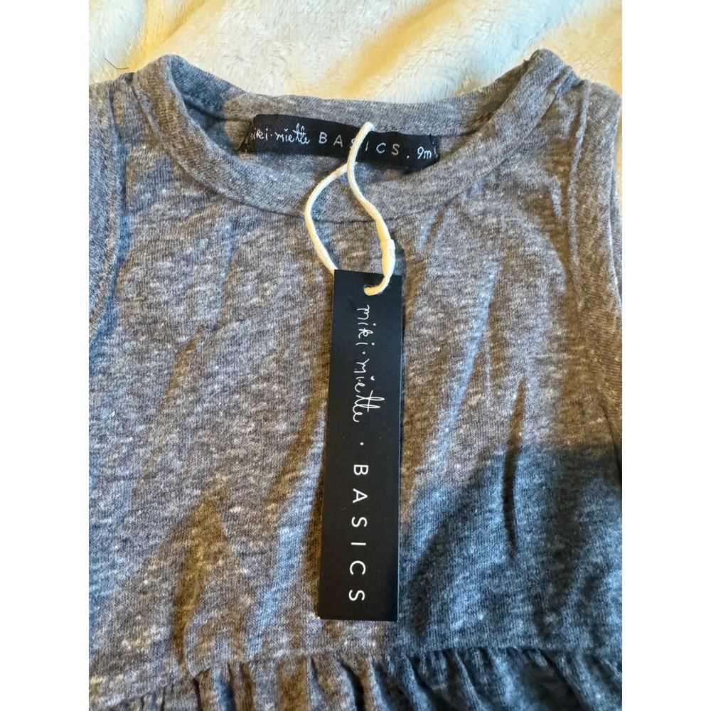 NWT Miki Miette Basics Gray Sleeveless Tank Dress Baby Girls 9 Months - Picture 2 of 4